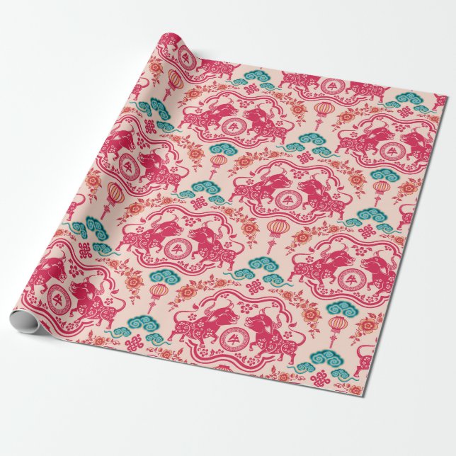 Year Of The Ox Wrapping Paper (Unrolled)