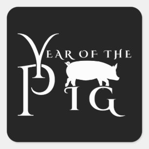 Year of the pig square sticker