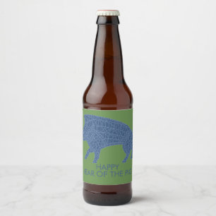 Year of the Pig - Wild Boar with Runes Beer Bottle Label