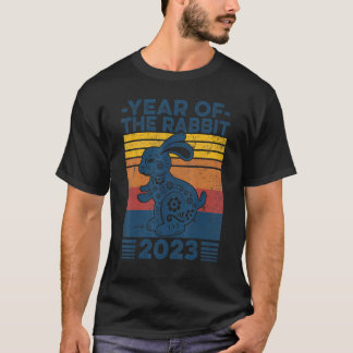 Year of The Rabbit 2023 Retro Sunset Chinese New Y T-Shirt