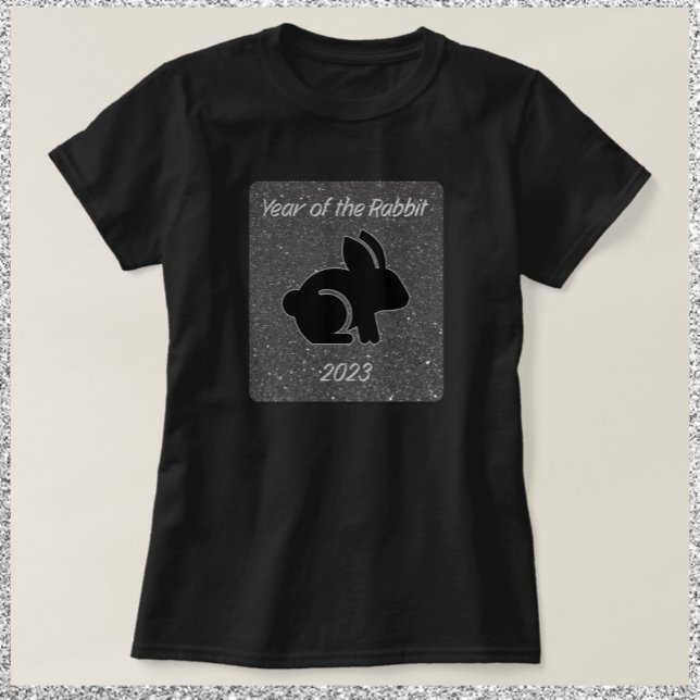 Year of the Rabbit Black Glitter T-Shirt (Creator Uploaded)