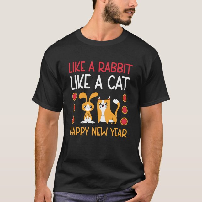 Year of the Rabbit&Cat Chinese Zodiac Happy New Ye T-Shirt (Front)