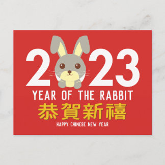 Year of the Rabbit Chinese Lunar New Year 2023 Hol Holiday Postcard