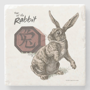 Year of the Rabbit Chinese Zodiac Animal Art Stone Coaster