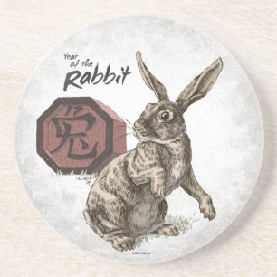 Year of the Rabbit Chinese Zodiac Art Coaster