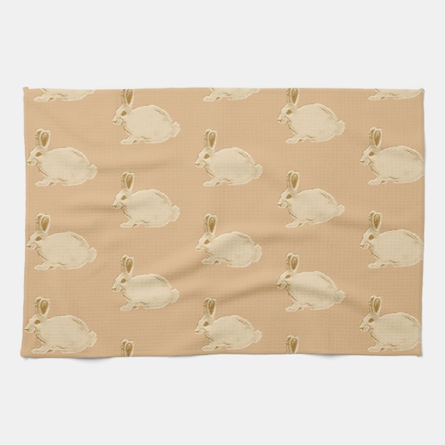 Year of the Rabbit Ecru Kitchen Towel (Horizontal)