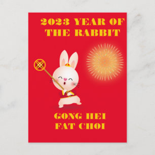 YEAR OF THE RABBIT HAPPY NEW YEAR CANTONESE  POSTCARD