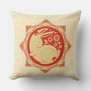 Year of the Rabbit Mantras Chinese New Year Yellow Cushion