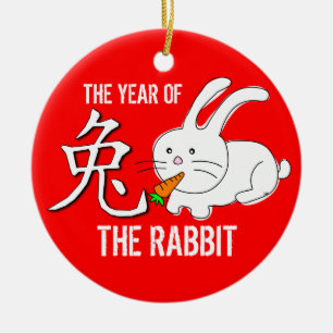 Year Of The Rabbit Ornament Red