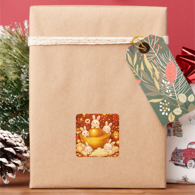 Year of the rabbit square sticker (Holiday)