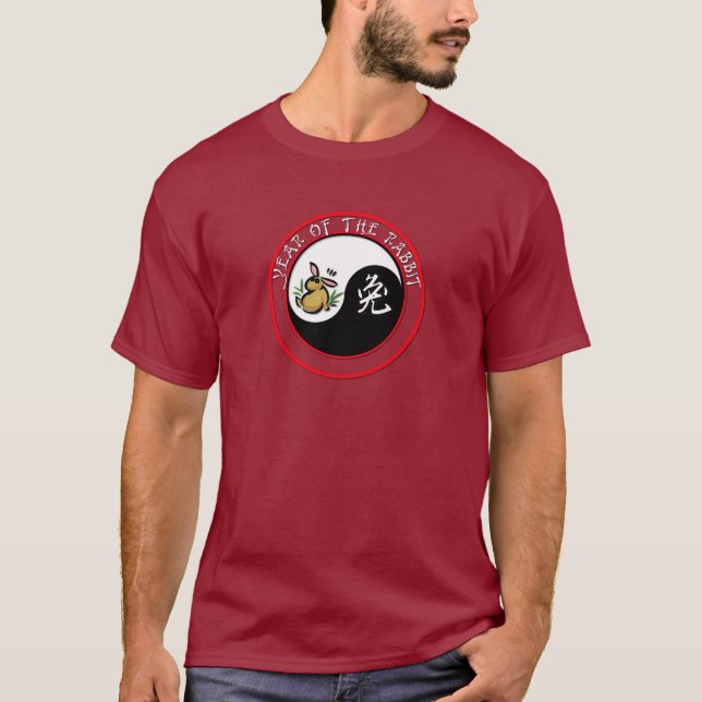 Year of the Rabbit - yinyang (white text) T-Shirt (Front)