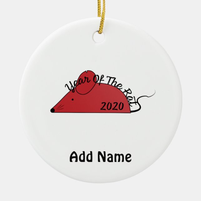 Year of the Rat 2020 Ceramic Ornament (Front)