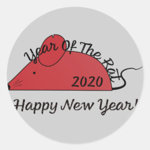 Year of the Rat 2020 Happy New Year Classic Round Sticker