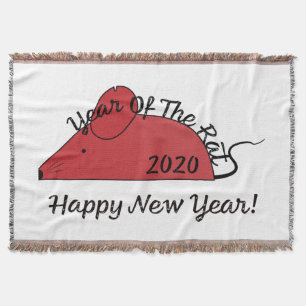 Year of the Rat 2020 Happy New Year Throw Blanket