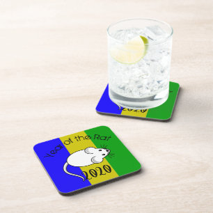 Year of the Rat 2020 Mouse with Text Coaster