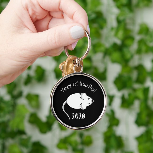 Year of the Rat 2020 Mouse with Text Key Ring (Hand)