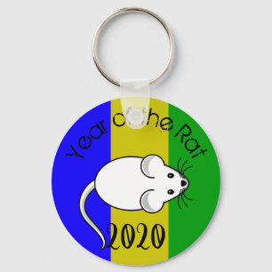 Year of the Rat 2020 Mouse with Text Key Ring