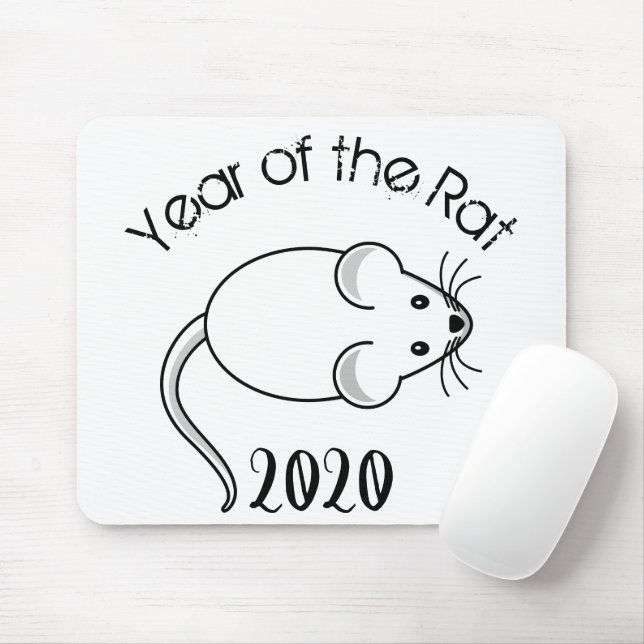 Year of the Rat 2020 Mouse with Text Mouse Pad (With Mouse)