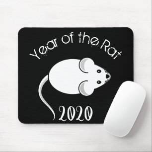Year of the Rat 2020 Mouse with Text Mouse Pad