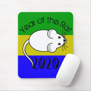 Year of the Rat 2020 Mouse with Text Mouse Pad