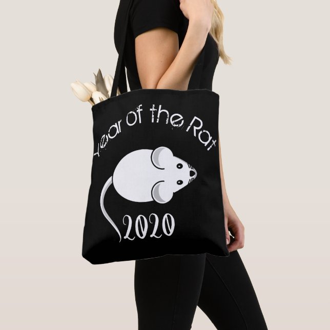 Year of the Rat 2020 Mouse with Text Tote Bag (Close Up)