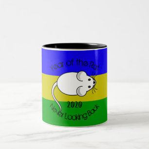 Year of the Rat 2020 Mouse with Text Two-Tone Coffee Mug