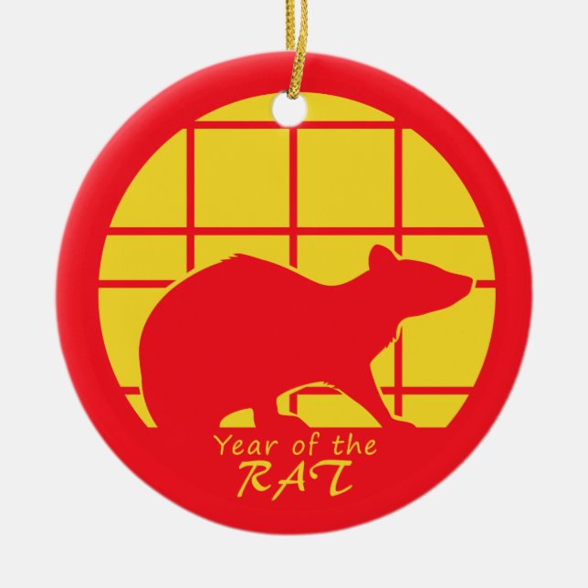Year of the Rat Ceramic Ornament (Front)