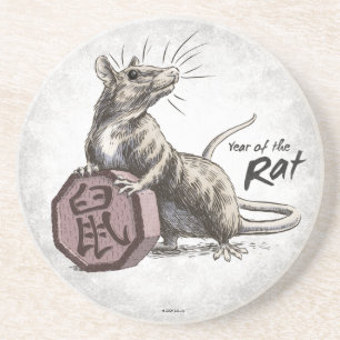 Year of the Rat Chinese Zodiac Art Coaster