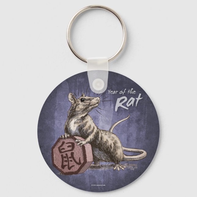 Year of the Rat Chinese Zodiac Art Key Ring (Front)