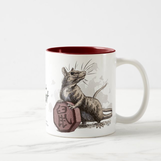 Year of the Rat Chinese Zodiac Art Two-Tone Coffee Mug (Right)