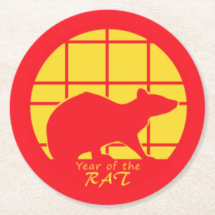 Year of the Rat Round Paper Coaster
