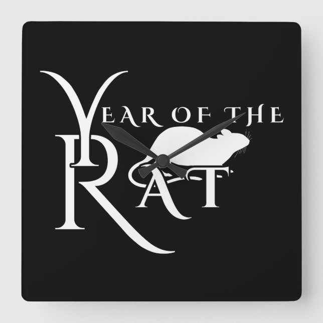 Year of the rat square wall clock (Front)