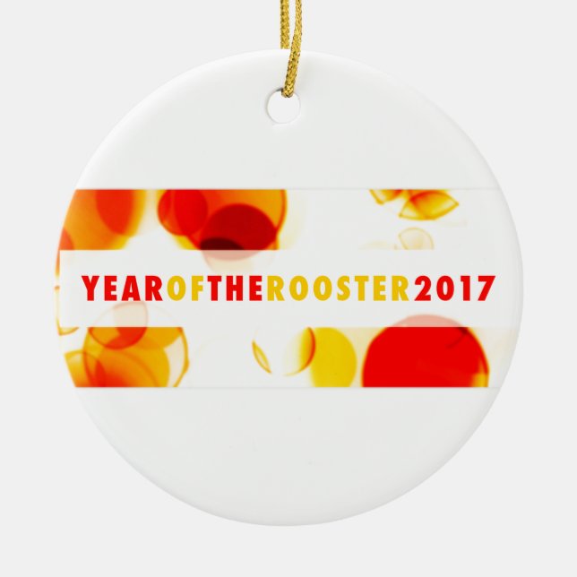 year of the rooster 2017 (bokeh) ceramic tree decoration (Front)