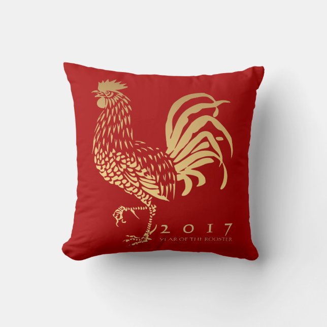 Year of The Rooster 2017 customisable Red Pillow (Front)
