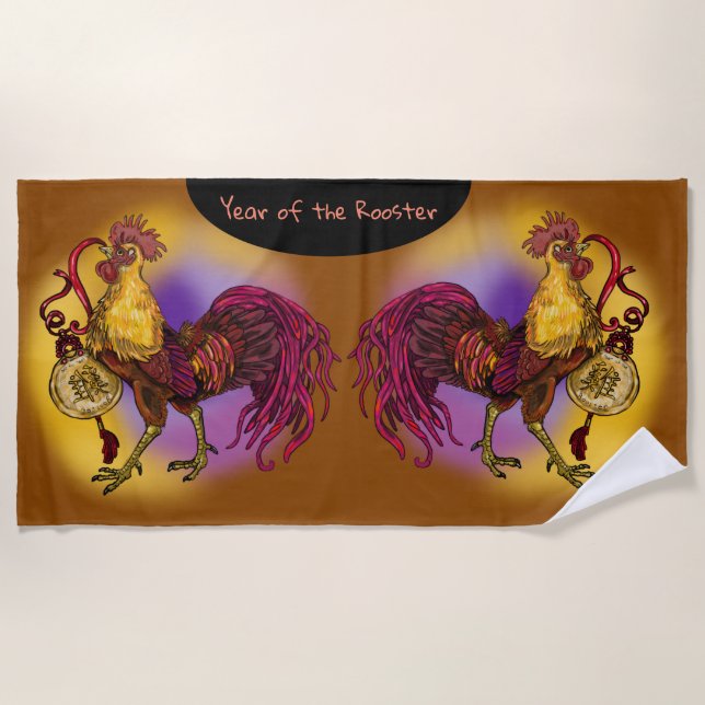Year of the Rooster Chinese Zodiac Beach Towel (Front)