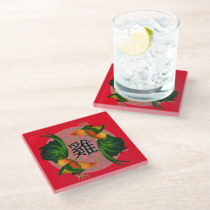 Year of the Rooster Circle Glass Coaster