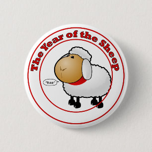 Year of the Sheep Cartoon 6 Cm Round Badge