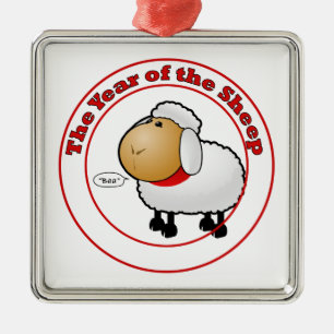Year of the Sheep Cartoon Metal Ornament