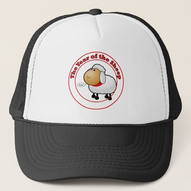Year of the Sheep Cartoon Trucker Hat (Front)