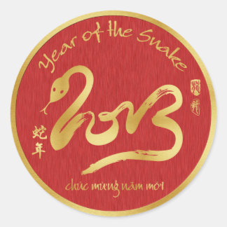 Year of the Snake 2013 - Vietnamese New Year - Tết Classic Round Sticker