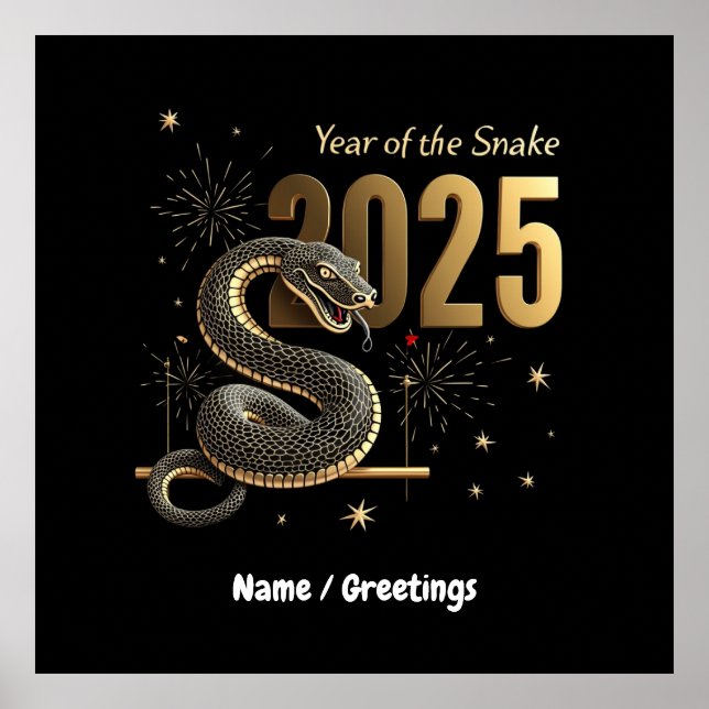 Year of the Snake 2025 Chinese Zodiac Customisable Poster (Front)
