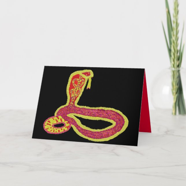 Year of the Snake Chinese Lunar New Year glitter Holiday Card (Front)