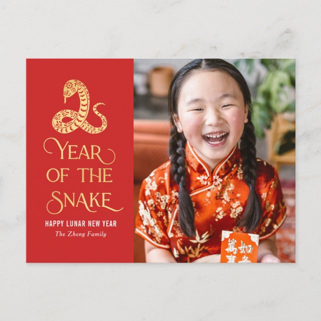 Year Of The Snake Chinese New Year Postcard (Front)