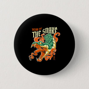 Year of the snake chinese zodiac kanji fire serpen 6 cm round badge