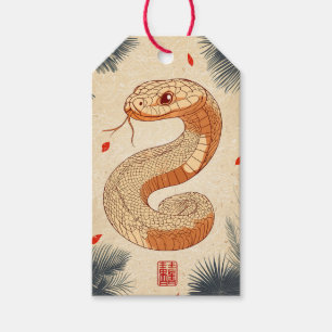 Year of The Snake Majestic Cobra Double Happiness Gift Tags