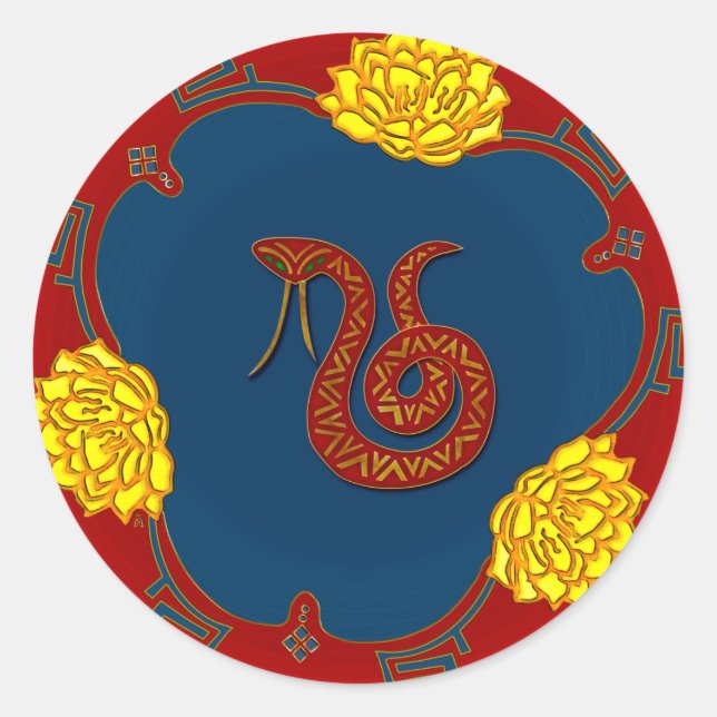 Year of the Snake (Round Stickers) Classic Round Sticker (Front)