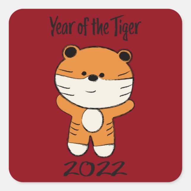 Year of the Tiger 2022 Square Sticker (Front)