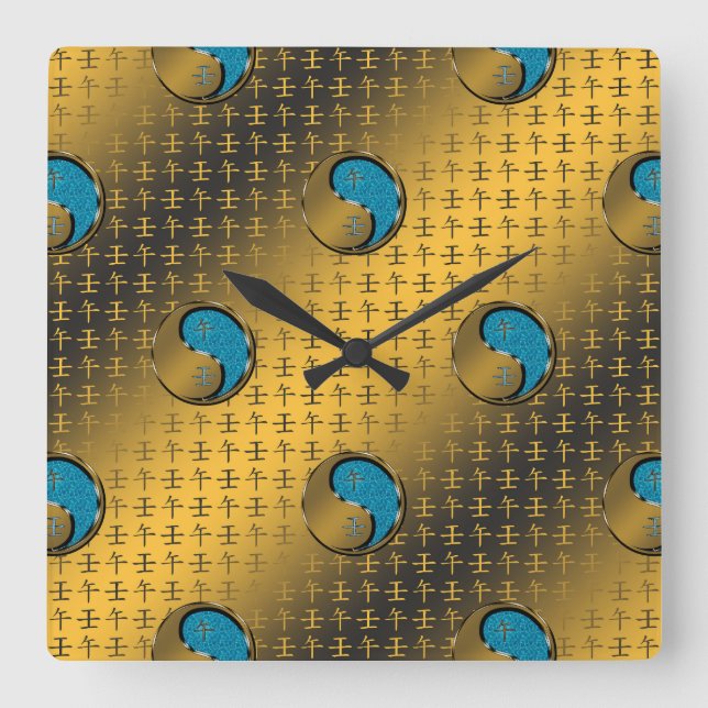 Year of the Water Horse Square Wall Clock (Front)