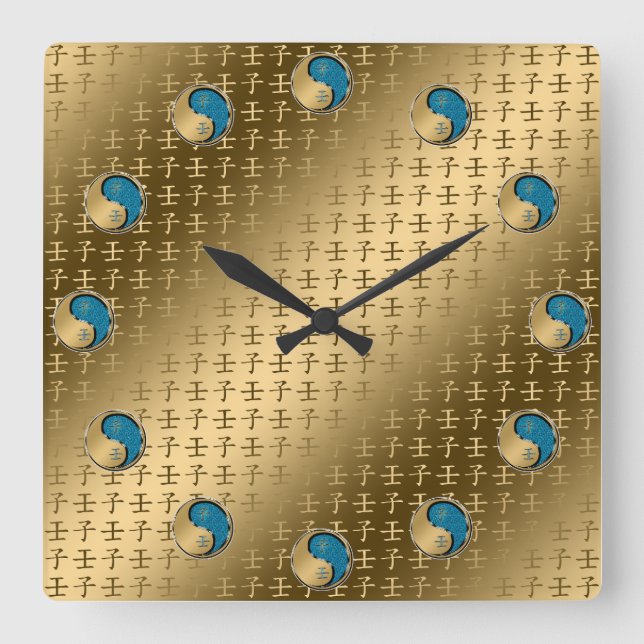 Year of the Water Rat Square Wall Clock (Front)