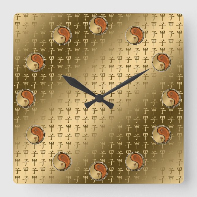 Year of the Wood Rat Square Wall Clock (Front)